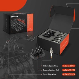 A-Premium 1 Ignition Coils with 6 Wire and 6 Iridium Spark Plugs Compatible with Dodge Grand Caravan, Caravan & Chrysler Town & Country, Grand Voyager, Voyager & Plymouth Grand Voyager, Voyager