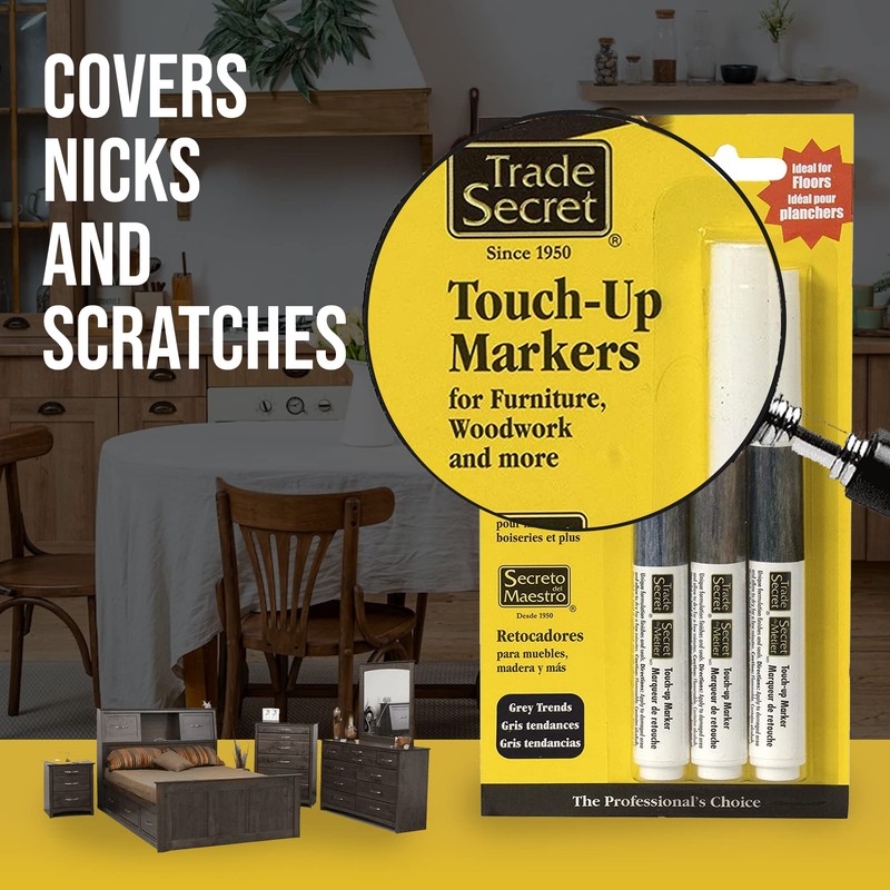 Trio Touch-Up Furniture Repair Markers (Grey Trends), Covers Nicks and