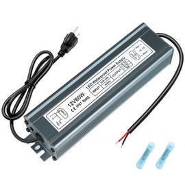inShareplus 12V 60W Power Supply, LED Driver AC 90-265V to DC 12 Volt 5A IP67 Waterproof, Low Voltage Transformer, Outdoor Driver with 3-Prong Plug 3.3 Feet Cable for LED Light, Outdoor Use