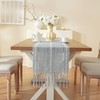 Farmhouse Decor Boho Table Runner with Macrame, Elegant Dusty Blue