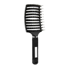 Women Men Detangling Nylon Boar Bristle Brush Curved & Vented Detangling Hair Brush for Women Long, Thick, Curly and Tangled Hair, Blow Drying Detangling and Head Scalp Massage Vented Comb (Black)