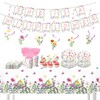 126 Pcs Wildflower Birthday Party Supplies, Include Plates, Napkins, Knife