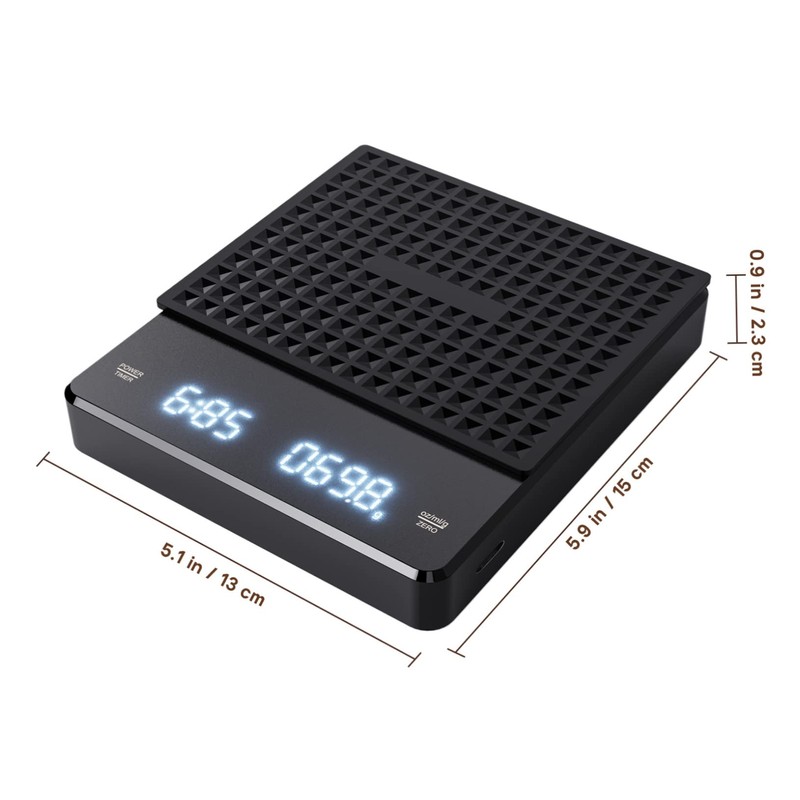Alipis 5kg Digital Coffee Scale with Timer High Precision Electronic
