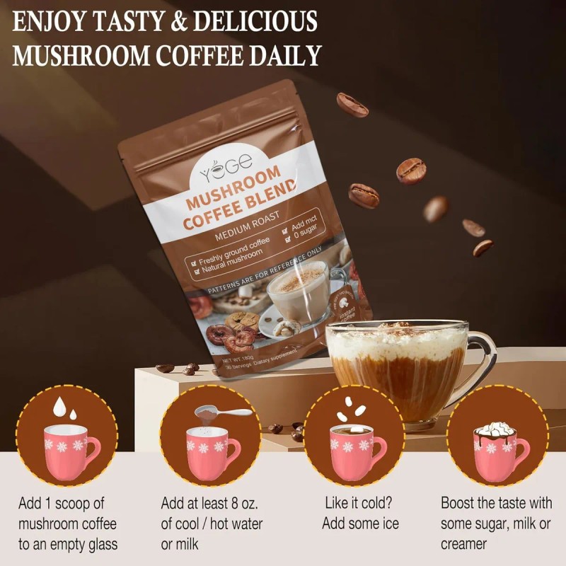 Yege Café De Hongos Orgánico 6 Hongos 30 Porciones