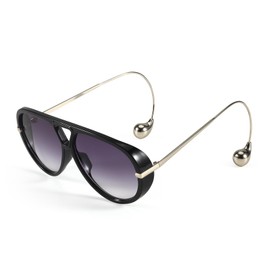 SODQW Oversized Aviator Sunglasses for Women With Earring Trendy Large Big Double Bridge 2025 Designer Ladies Shades
