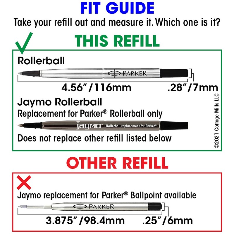 Jaymo Replacement for Parker Quink 1950323/1950324 - Measures 4.56 in