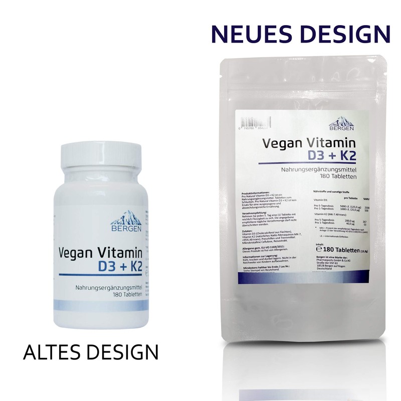 Bergen - Vitamin D3 5000 IU & Vitamin K2 MK7