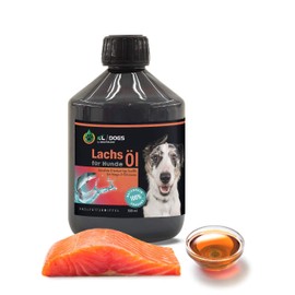 Kräuterland Salmon Oil for Dogs - 500 ml Fish Oil from Scandinavian Salmon, Pure, Natural, Omega 3 Barf Oil in Premium Quality