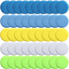 Tallew 50 Pcs Car Wax Microfiber Applicator Pads 5" Diameter Polishing Foam Pads Tire Soft Foam Sponge for Cars Detail Buffing Cleaning Polishing(5 Colors)