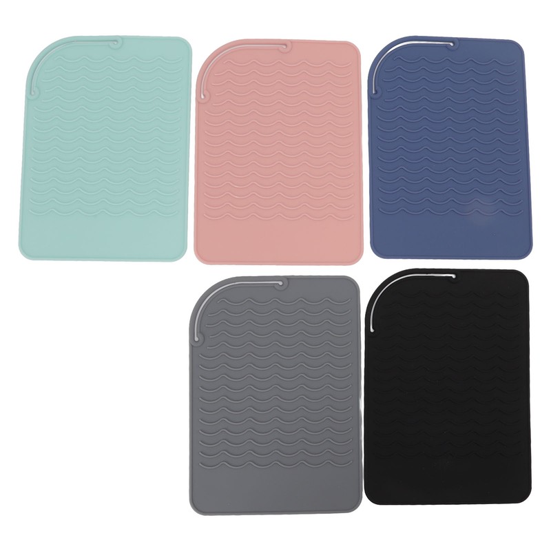 5Pcs Heat Resistant Silicone Mat Pouch for Curling Irons Hair