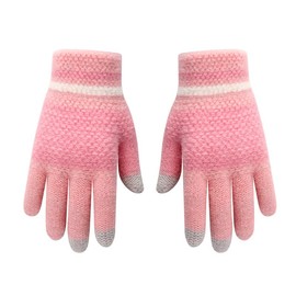 couduan Kids Gloves Knit Gloves for Boys and Girls,Kids Gloves 7-8 Years,Kids Warm Gloves Winter Gloves for Kids,Knit Stretchy Full Finger Gloves for Boys and Girls(Pink)