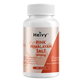 Heivy Pink Himalayan Salt Tablets 1000mg - Sodium Chloride 988mg, Non-GMO, Mineral-Rich Electrolyte Balance and Hydration, 365 Salt Tablets-Eectrolyte Supplement