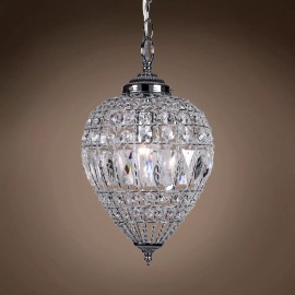 Joshua Marshal Limited Edition 1 Light 9in Beaded Crystal Mini Pendant Light in Chrome Finish