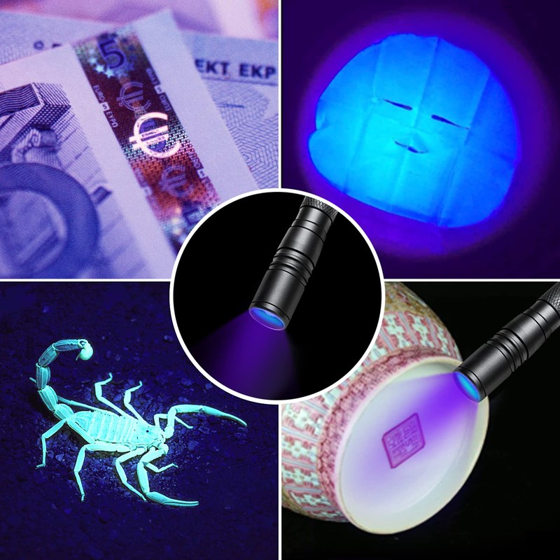 COSMOING 395nm UV Flashlight, Zoomable Blacklight with 2xAAA Battery Ultraviolet