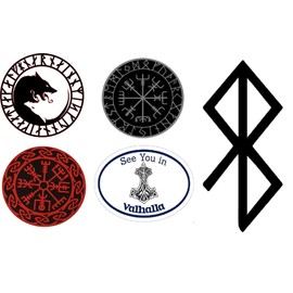 5 pcs Viking Stickers Set Viking Compass, Valknut Triangle, Viking Rune, Valhala, Odin Old Norse Slain Vegvisir Symbols, Norse Stickers Hard Hat Sticker Car Decals