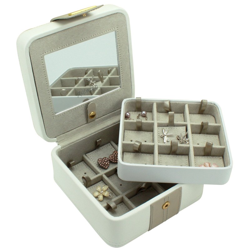 Dulwich Designs jewellery organiser |cream & mink two-tone earring box
