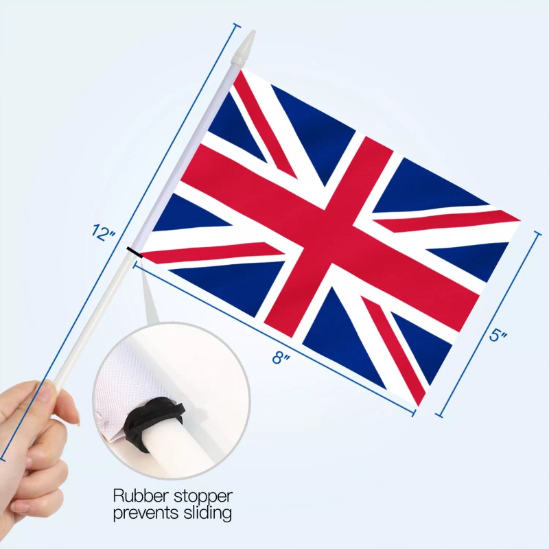 Anley 12 Pack British Union Jack UK Mini Handheld Flag