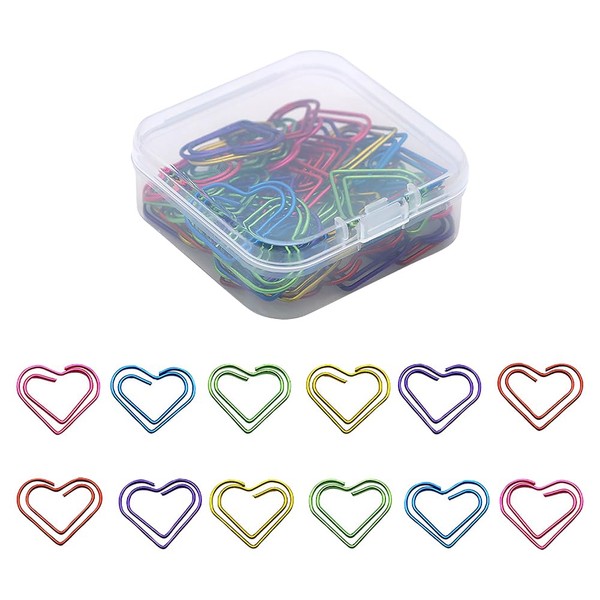 50 Pcs Metal Heart Shape Paper Clips Funny Cute Paperclips