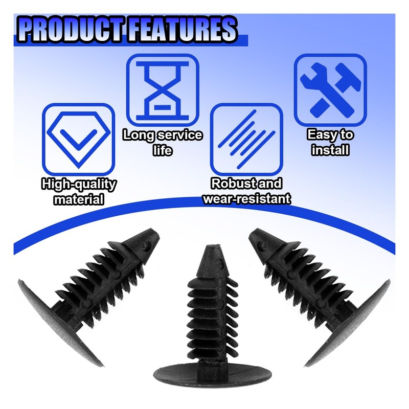 GAOLAOSY 200PCS Car Plastic Trim Boot Rivets Push Clip Fastener,