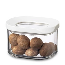 MEPAL Modula - Contenedor pequeño transparente para almacenamiento de alimentos, 6 onzas/175 ml, perfecto para productos secos, apto para lavaplatos, tapa blanca enmarcada | Sin BPA | Fabricado en