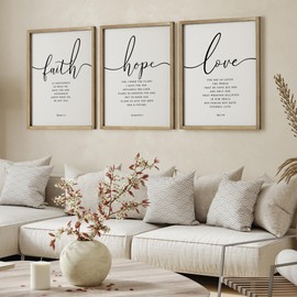 Houmury Set of 3 Framed Farmhouse Bible Verses Wall Decor Sign 11”x14” Christian Faith Scripture Wall Art for Home Living Room Bedroom Wall Decor (11"x14" Brown)
