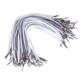 PATIKIL 9 Inch Elastic Barbed Cord, 100 Pcs 6mm Loop Stretch Flat String with Metal Barb Fasteners for Hats Masks Menus Crafting Book, White (22.5cm)