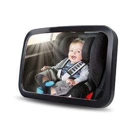 BHock Auto Baby Car Mirror, Adjustable 360° Car Seat Mirror for Baby Rear Facing, Backseat Mirror with Acrylic Material, Secure & Shatterproof, Mirror for Backseat with Wide Crystal Clear View (Black)