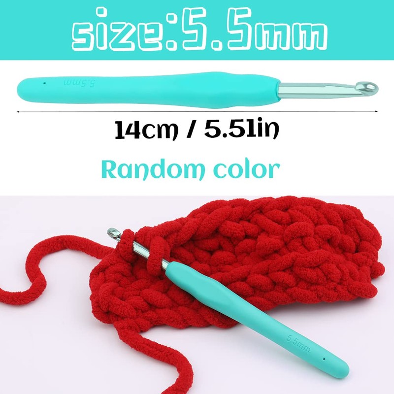 5.5 mm Crochet Hook, Aluminum Soft Grip Rubber Handle Needles