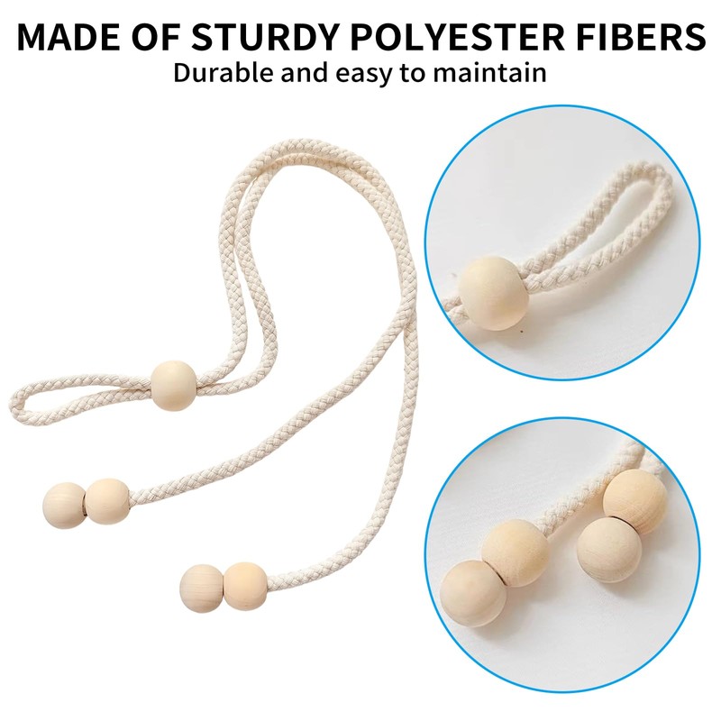 Tingliyi 4 Pcs Curtain Tiebacks, curtains tie back rope, Adjustable