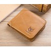 BULLCAPTAIN Men's Genuine Leather RFID Trifold Wallet with 2 ID
