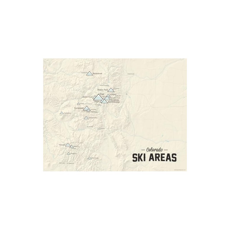 Colorado Ski Resorts Map 11x14 Print (Beige)