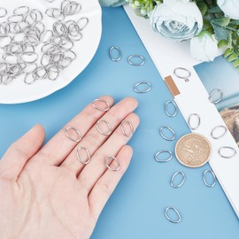 UNICRAFTALE Approximately 100 Pieces, 0.5 inches (13 mm), Oval, Round Ring, Stainless Steel, Round Ring, Round Ring, Unwelded, Round Ring, Jump Ring, Clasp, Hardware Set, Basics Parts, Connecting Parts Set, Stainless Steel, Jewelry Making, Accessory Part