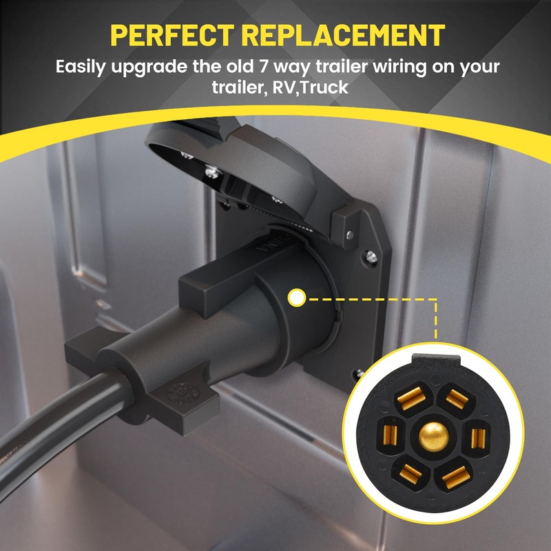 Oyviny Heavy Duty 7 Way Trailer Plug Cord with Double
