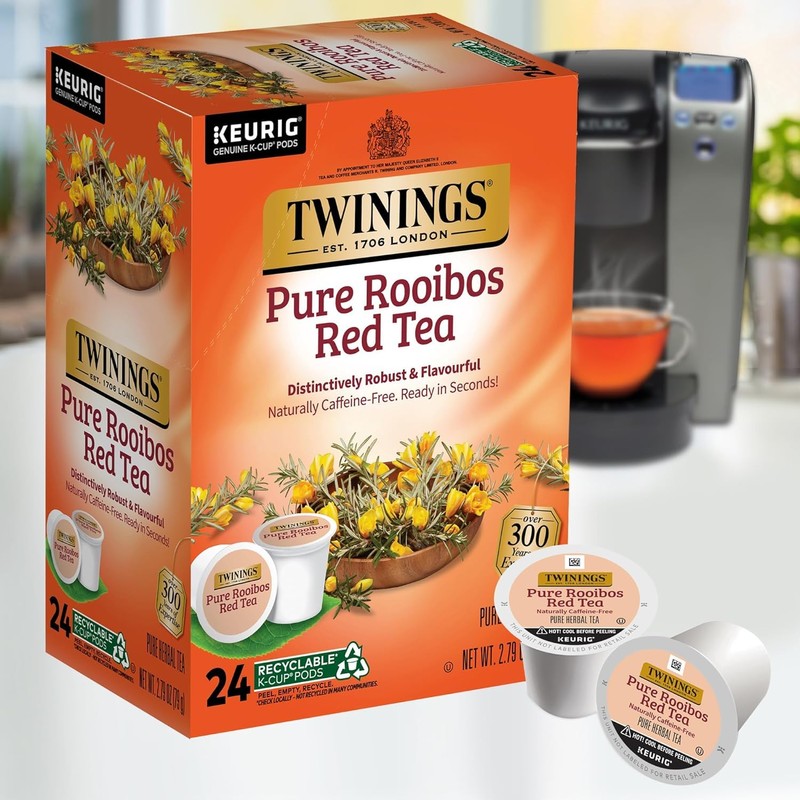 Twinings Pure Rooibos Red Tea K-Cup Pods for Keurig, 24