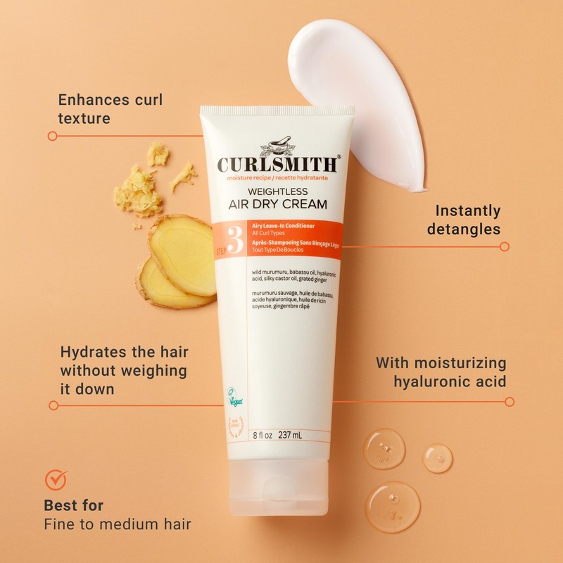 CURLSMITH - Weightless Air Dry Cream - Vegan Leave-In Conditioner