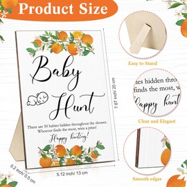 Roowest 51 Pieces Baby Shower Games Include Wooden Baby Hunt Sign 50 Mini Plastic Babies Tiny Babies Boy Girl Baby Shower Games Gender Reveal Party Favors Baby Shower Prizes for Game (Orange Style)