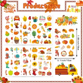 OTAITY Hello Fall Stickers 484 PCS Autumn Stickers for Kids Thanksgiving Maple Leaves Stickers Fall Stickers DIY Envelopes Thanksgiving Theme Party Supplies