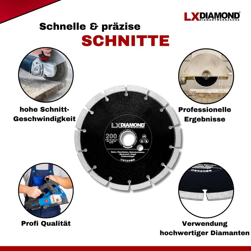 LXDIAMOND Diamond Cutting Disc 200 mm x 25.4 mm -