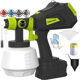 Cordless Paint Sprayer for Ryobi 18V Battery, Handheld HVLP Paint Gun with 3 Spray Patterns & 4 Nozzles, Ideal for DIY Projects, House Painting, Furniture & More (No Battery Included)
