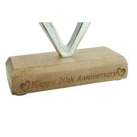 20th Anniversary Rustic Metal Heart Decoration – Free Standing Aluminium & Wooden Decoration (hssanni-20)