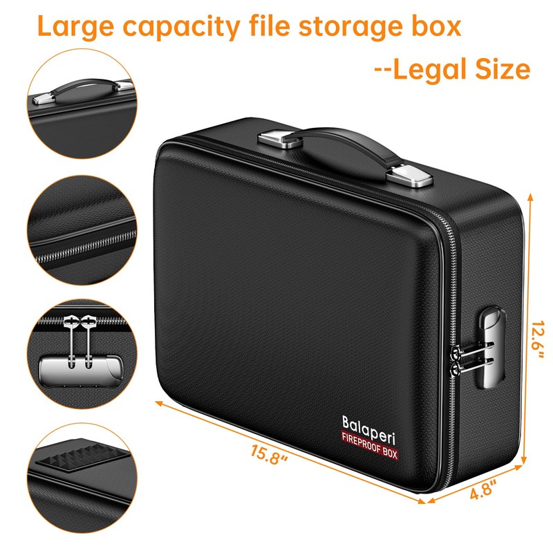 BALAPERI Fireproof File Organizer with Fireproof Zipper,Fireproof Document Box Hard