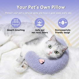 Muwago Dog Calming Pillow for Small Dogs & Cats - 3PCS Half Donut Bed, Anti-Anxiety Pet Pillow with Removable Cover, Puppy Kitten Comfort Blanket for Travel & Home Thermal-Regulating(Purple)