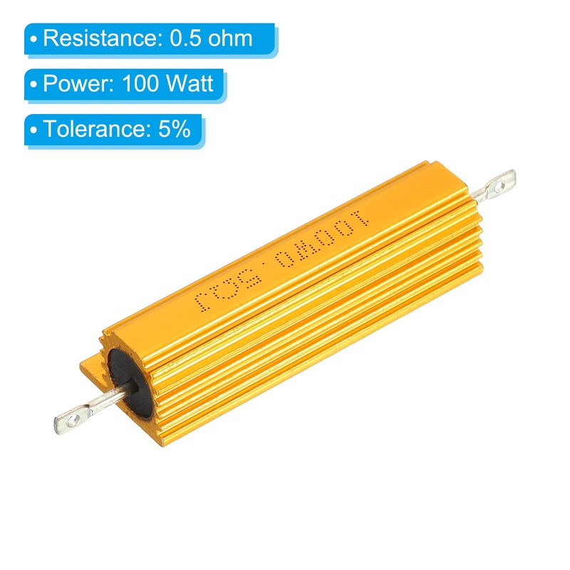 PATIKIL 2pcs 100W 0.5 Ohm Aluminium Case Resistor Housing Wire