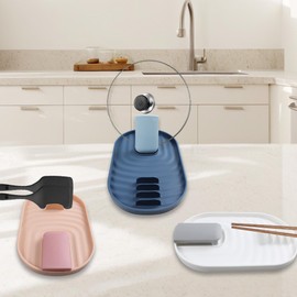 LVYKING Spoon Rest, Foldable Pot Lid Holder While Cooking, Storage Rack for Spoon and Pot Lid, Kitchen Gadgets Utensil, Green