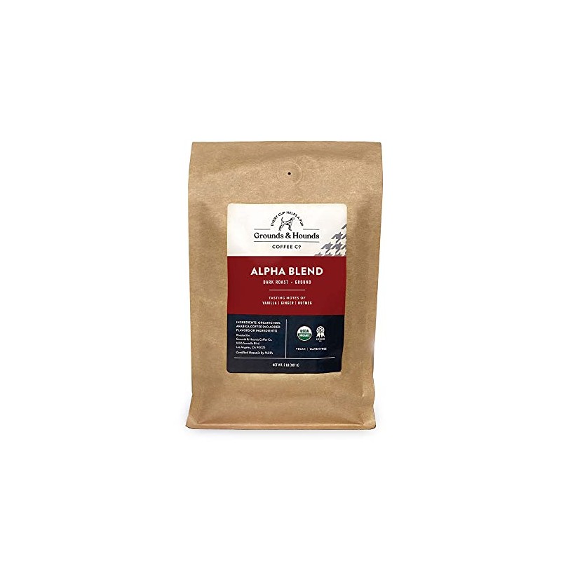 Grounds & Hounds Alpha Blend - Ground, 100% Organic Coffee
