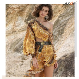 SUOSDEY Western Women Leather Belt Concho Disc Waist Belts Ladies Vintage Wide Waist Belt Boho Belt for Dress Jeans