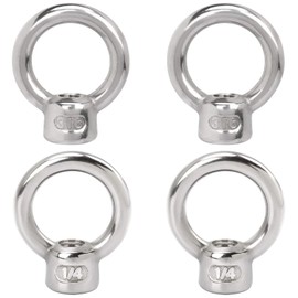 PAGOW 4 Pieces Stainless Steel 316 Lifting Eye Nut, 1/4" UNC Heavy Duty Marine Grade, Hardware Ring Shaped Eye Bolt