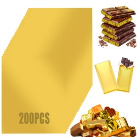 TJYAEKLTD Gold Foil Candy Wrappers, 200 Pcs Chocolate Bar Wrappers, 6.3 * 7.5in Food-Grade Wrapping Paper for Candy Packaging, DIY Crafts, Packing Gifts(Gold)