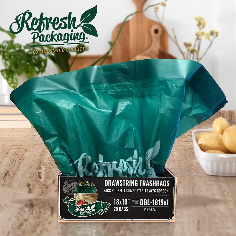 All Purpose Kitchen Trash Bags - 100% Certified Compost Safe