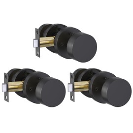 goldenwarm 3 Pack Black Interior Door Knobs, Zinc-Alloy Matte Black Privacy Door Knobs, Bedroom Door Lock Handle Easy Install